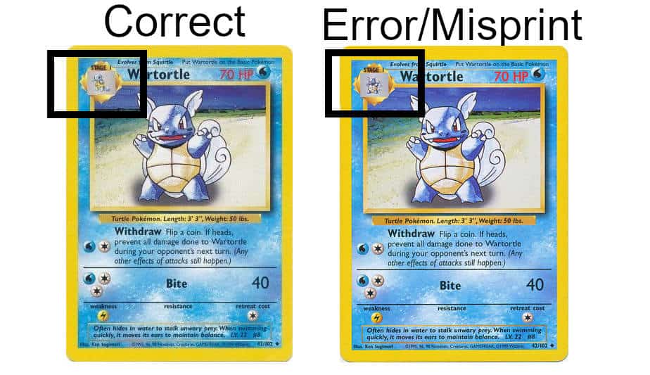 Correct Versus Evolution Box Wartortle Error-Misprint