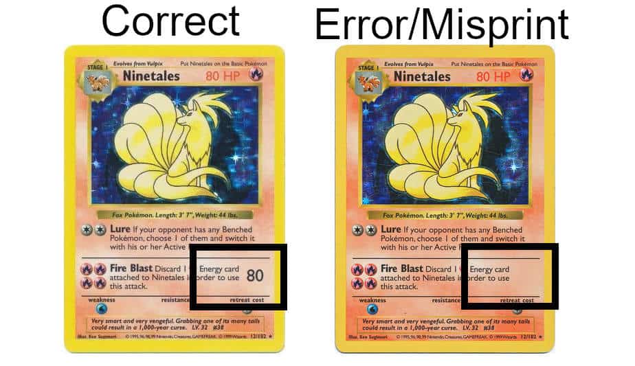 Correct Versus No Damage Ninetales Error-Misprint
