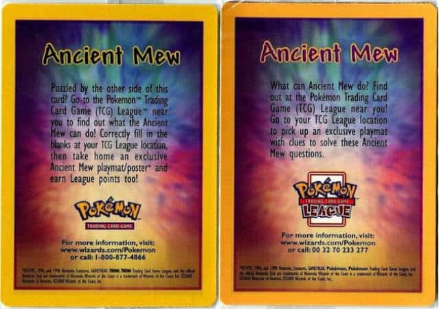 Ancient Mew Teaser Cards English Differences