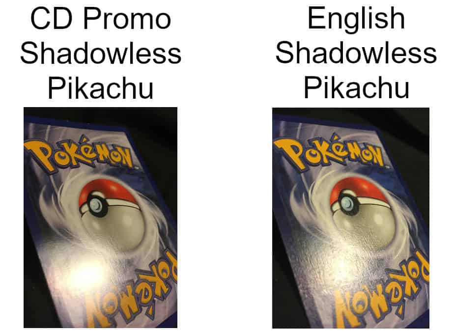 CD Shadowless Pikachu versus English Shadowless Pikachu